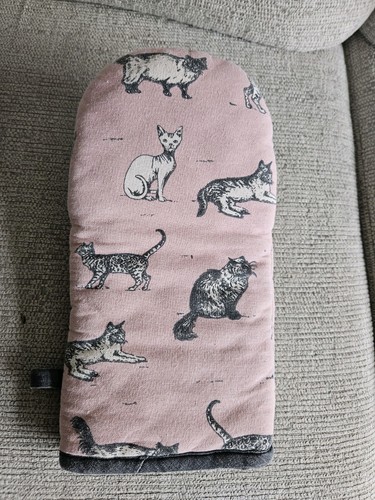 Pink cat print oven mitt - oven, glove
