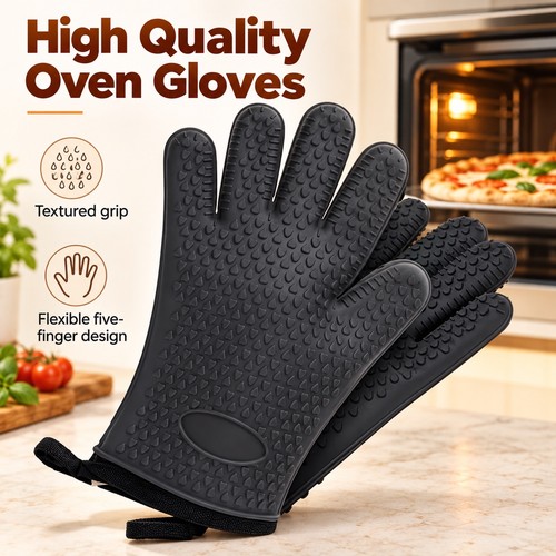 Silicone oven gloves - oven, pair